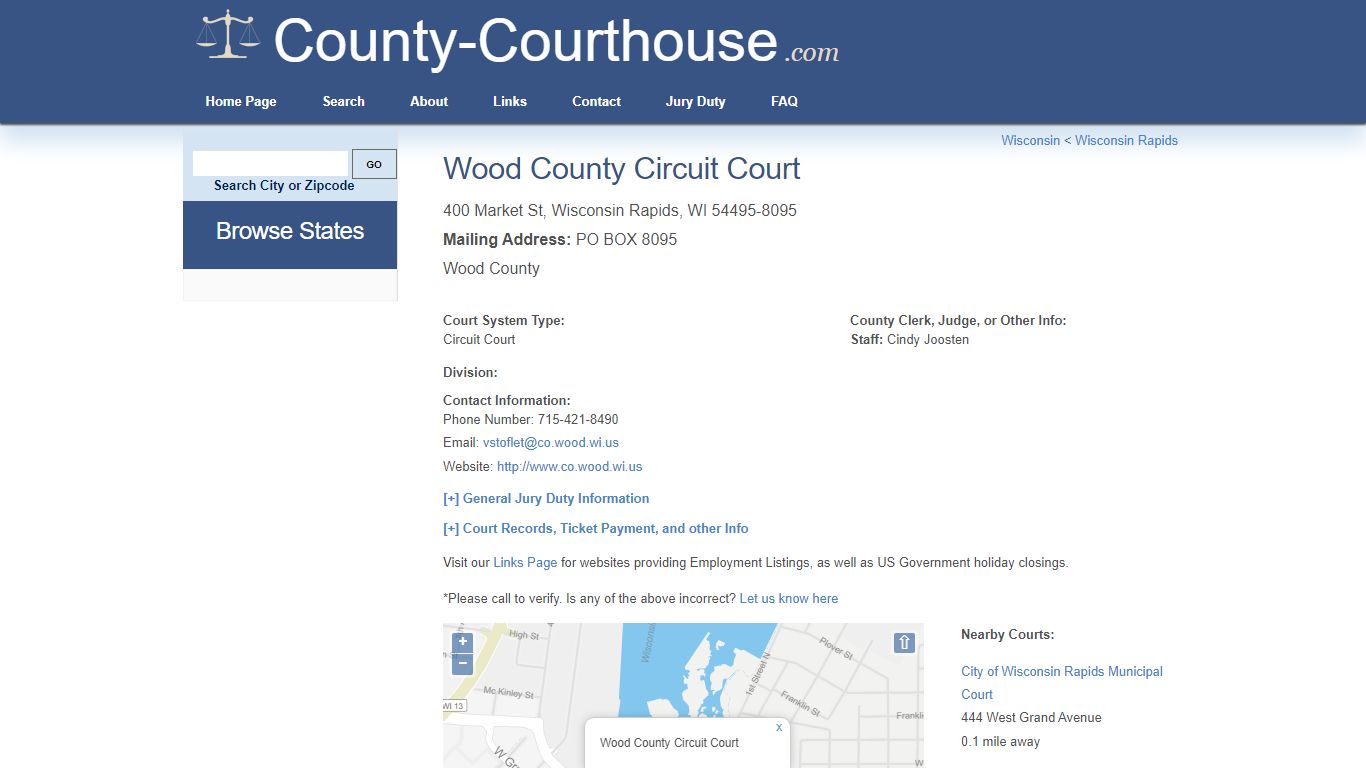 Wood County Circuit Court in Wisconsin Rapids, WI - Court Information